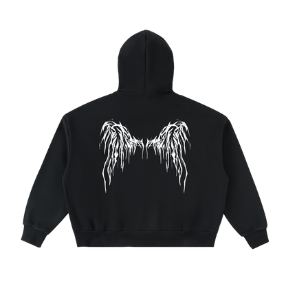 Metal-Fleeced Full-Zip Boxy Hoodie